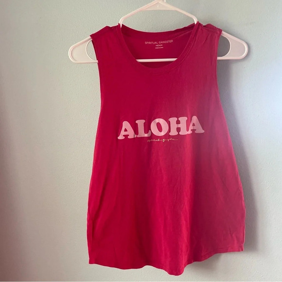 Spiritual Gangster Aloha Muscle Tank pink size medium - Picture 2 of 7